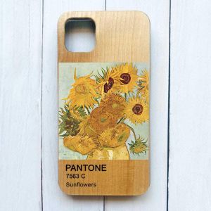 Дерев'яний чохол на iPhone 12 / 12 Pro (6.1) :: Соняхи (принт 81)