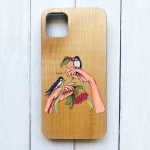 Дерев'яний чохол на iPhone 12 / 12 Pro (6.1) :: Ластівки (патріотичний принт 15)