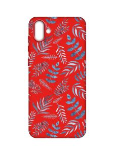 Матовий червоний чохол на Samsung Galaxy A04 :: Рослинний фон (принт 276)
