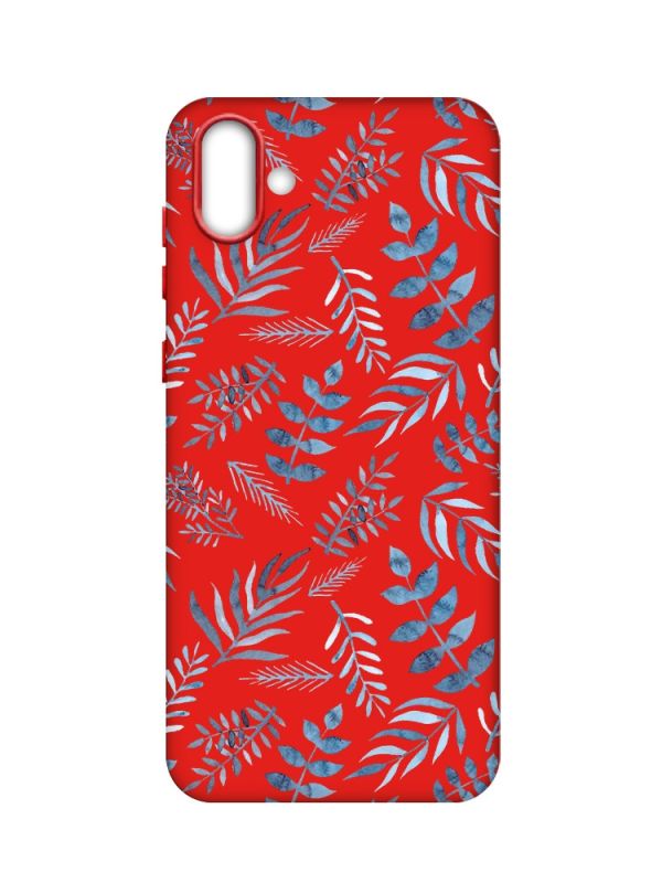 Матовий червоний чохол на Samsung Galaxy A04 :: Рослинний фон (принт 276)