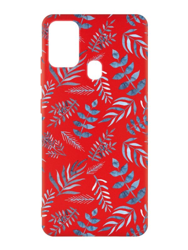 Матовий червоний чохол на Samsung Galaxy M30s/M21 :: Рослинний фон (принт 276)
