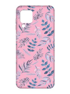 Матовий рожевий чохол на Samsung Galaxy A22 4G/M32/M22 :: Рослинний фон (принт 276)