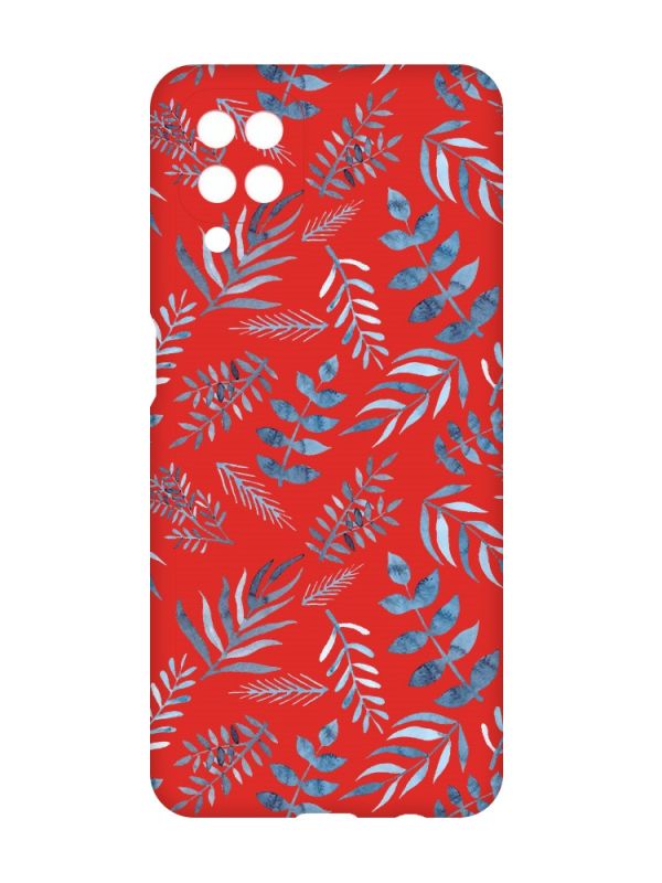 Матовий червоний чохол на Samsung Galaxy A12 :: Рослинний фон (принт 276)