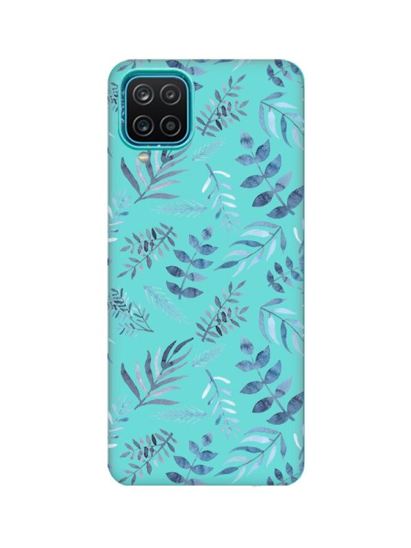Матовий бірюзовий чохол на Samsung Galaxy A12 :: Рослинний фон (принт 276)