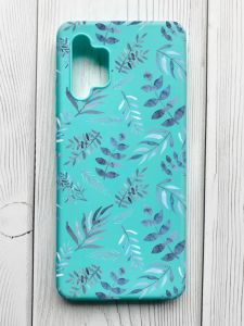 Матовий бірюзовий чохол на Samsung Galaxy A32 :: Рослинний фон (принт 276)