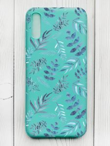 Матовий бірюзовий чохол на Xiaomi Redmi 9А :: Рослинний фон (принт 276)