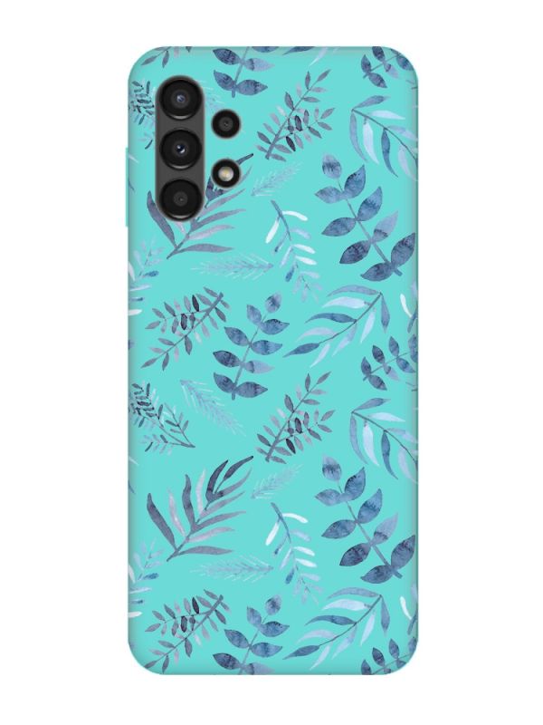 Матовий бірюзовий чохол на Samsung Galaxy A13 4G :: Рослинний фон (принт 276)