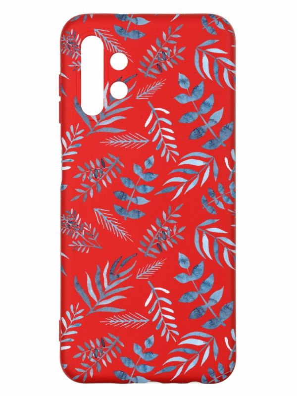Матовий червоний чохол на Samsung A13 4G :: Рослинний фон (принт 276)