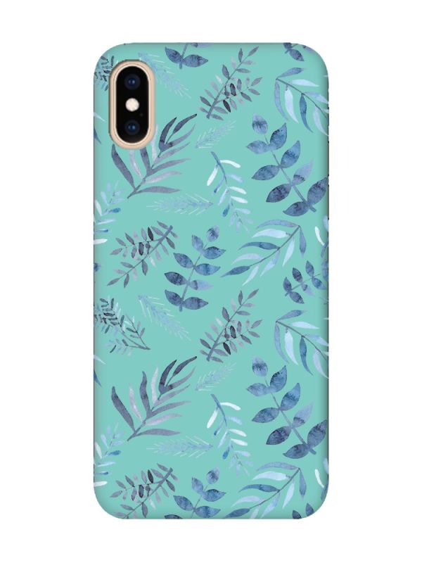 Матовий бірюзовий чохол на iPhone XS MAX :: Рослинний фон (принт 276)