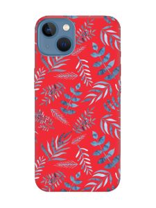 Матовий червоний чохол на Apple iPhone 13 :: Рослинний фон (принт 276)