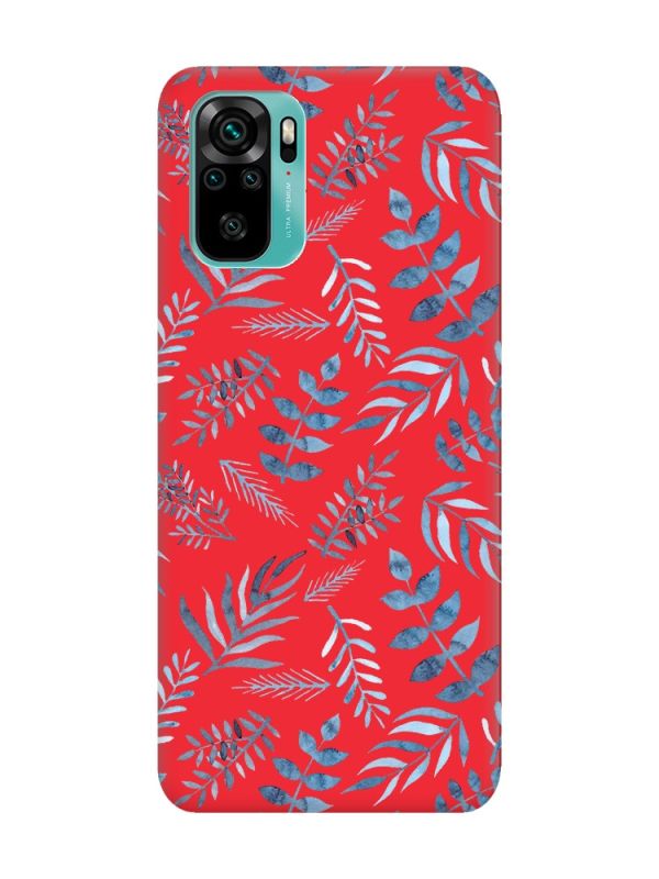 Матовий червоний чохол на Xiaomi Redmi Note 10 / Note 10s :: Рослинний фон (принт 276)
