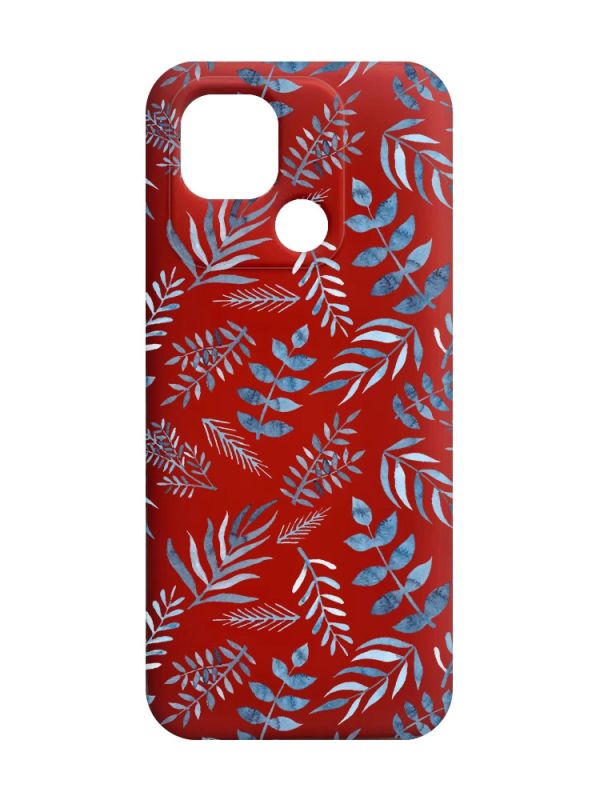 Матовий червоний чохол на Xiaomi Redmi 10C :: Рослинний фон (принт 276)