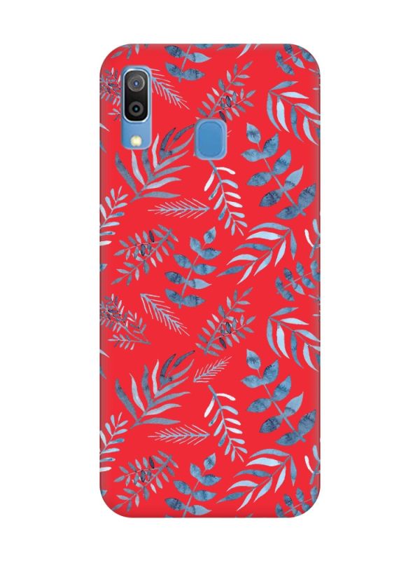 Матовий червоний чохол на Samsung Galaxy A30 (2019) / A20 (2019) :: Рослинний фон (принт 276)