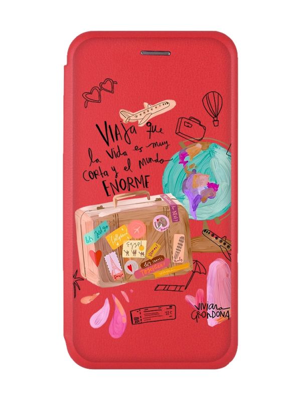 Чохол-книжка з малюнком для Xiaomi Redmi 8A Червоний :: Подорожі (принт 329)