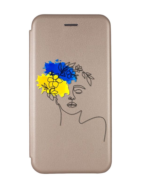 Чохол-книжка з малюнком для Samsung Galaxy A54 5G Золотий :: Українка Арт (патріотичний принт 3)