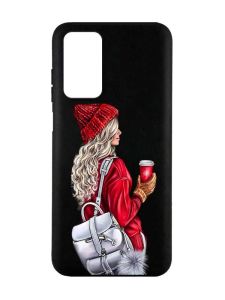 Матовий чорний чохол на Xiaomi Redmi Note 11 4G :: Дівчина з рюкзаком (принт 9)