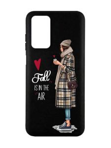 Матовий чорний чохол на Xiaomi Redmi Note 11 4G :: Дівчина з кавою (принт 59)