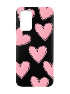 Матовий чорний чохол на Xiaomi Redmi Note 11 4G :: Сердечка рожеві (принт 78)
