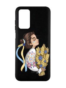Матовий чорний чохол на Xiaomi Redmi Note 11 4G :: Українка з колосками (патріотичний принт 172)