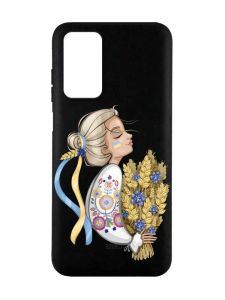 Матовий чорний чохол на Xiaomi Redmi Note 11 4G :: Українка з колосками (патріотичний принт 173)