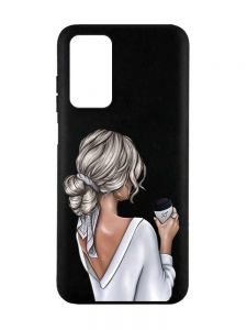 Матовий чорний чохол на Xiaomi Redmi Note 11 4G :: Дівчина з латте (принт 227)