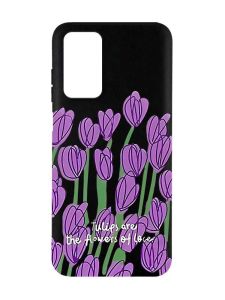 Матовий чорний чохол на Xiaomi Redmi Note 11 4G :: Тюльпани (принт 265)