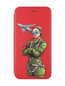 Чохол-книжка з малюнком для Samsung Galaxy A54 5G Червоний :: Дівчина-пілот (патріотичний принт 6)