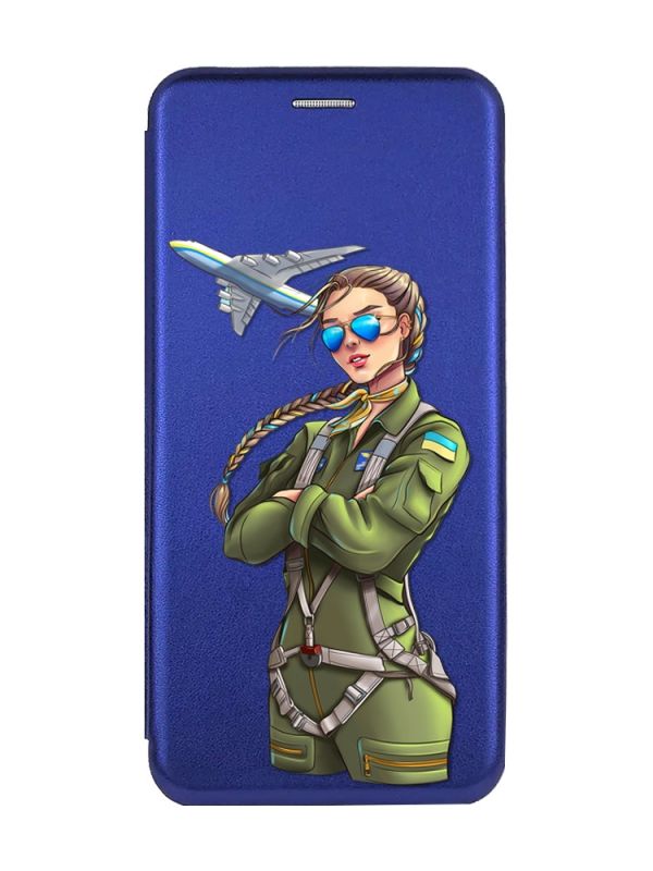 Чохол-книжка з малюнком для Samsung Galaxy A54 5G (A546) Синій :: Дівчина-пілот (патріотичний принт 6)