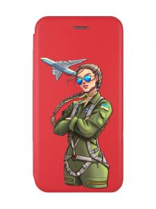 Чохол-книжка з малюнком для Xiaomi Redmi Note 12 Червоний :: Дівчина-пілот (патріотичний принт 6)