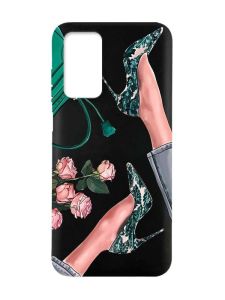 Матовий чорний чохол на Xiaomi Redmi Note 11 4G :: Туфельки і квіти (принт 225)