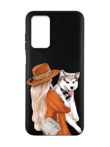 Матовий чорний чохол на Xiaomi Redmi Note 11 4G :: Дівчина з песиком (принт 115)