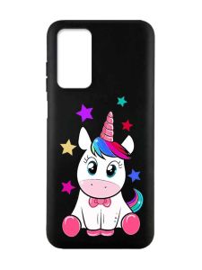 Матовий чорний чохол на Xiaomi Redmi Note 11 4G :: Єдиноріг (принт 102)