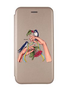 Чохол-книжка з малюнком для Samsung Galaxy A24 Золотий :: Ластівки (патріотичний принт 15)