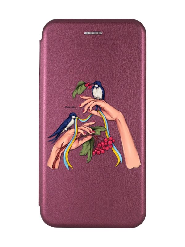 Чохол-книжка з малюнком для Samsung Galaxy A24 Бордовий :: Ластівки (патріотичний принт 15)
