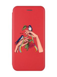 Чохол-книжка з малюнком для Samsung Galaxy M32/ M22/ A22 4G Червоний :: Ластівки (патріотичний принт 15)