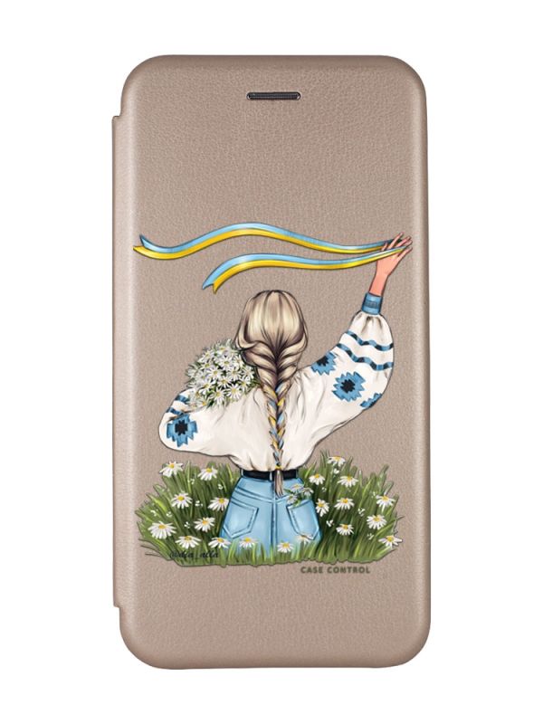 Чохол-книжка з малюнком для Samsung Galaxy A24 Золотий :: Дівчина зі стрічкою (принт 17)