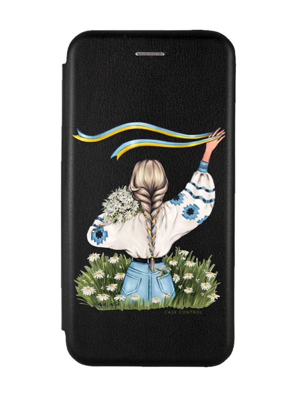 Чохол-книжка з малюнком для Samsung Galaxy A34 5G/A346 Чорний :: Дівчина зі стрічкою (принт 17)