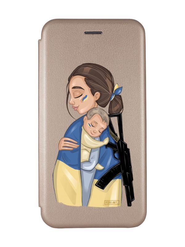 Чохол-книжка з малюнком для Samsung Galaxy A24 Золотий :: Мама-захисниця (патріотичний принт 20)