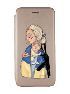 Чохол-книжка з малюнком для Samsung Galaxy A24 Золотий :: Мама-захисниця (патріотичний принт 21)