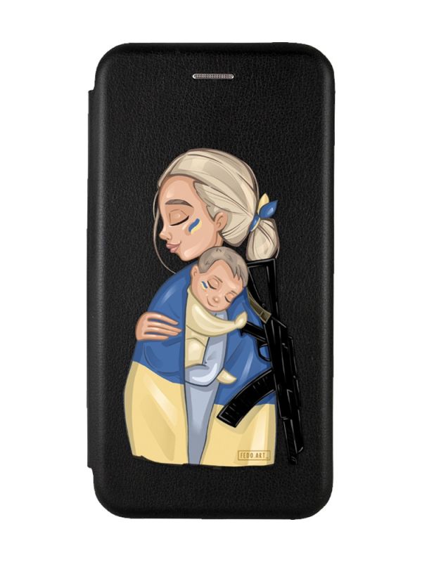 Чохол-книжка з малюнком для Samsung Galaxy A24 Чорний :: Мама-захисниця (патріотичний принт 21)