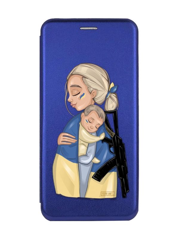 Чохол-книжка з малюнком для Samsung Galaxy А10ѕ / A107 Синій :: Мама-захисниця (патріотичний принт 21)