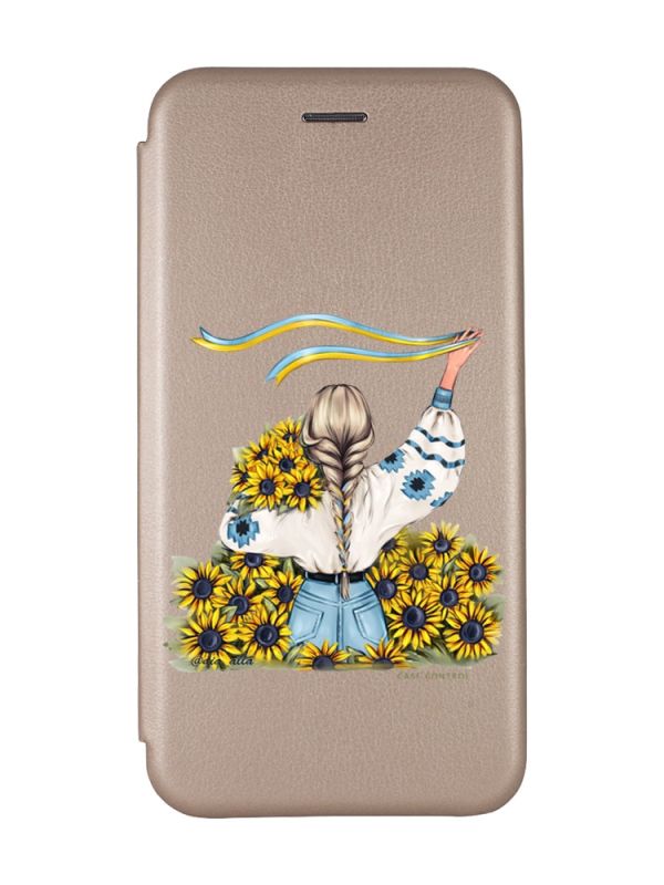 Чохол-книжка з малюнком для Samsung Galaxy A24 Золотий :: Дівчина зі стрічкою (принт 25)