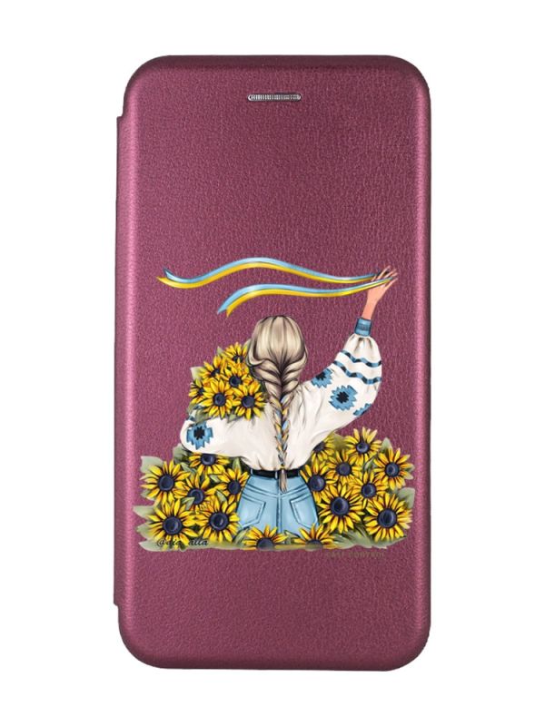 Чохол-книжка з малюнком для Samsung Galaxy A24 Бордовий :: Дівчина зі стрічкою (принт 25)