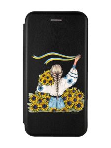 Чохол-книжка з малюнком для Samsung Galaxy A24 Чорний :: Дівчина зі стрічкою (принт 25)