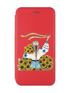 Чохол-книжка з малюнком для Xiaomi Redmi Note 12 Червоний :: Дівчина зі стрічкою (принт 25)