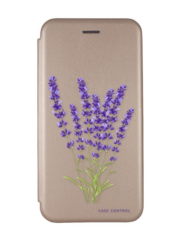 Чохол-книжка з малюнком для Xiaomi Redmi 12C Золотий :: Лаванда (принт 28)