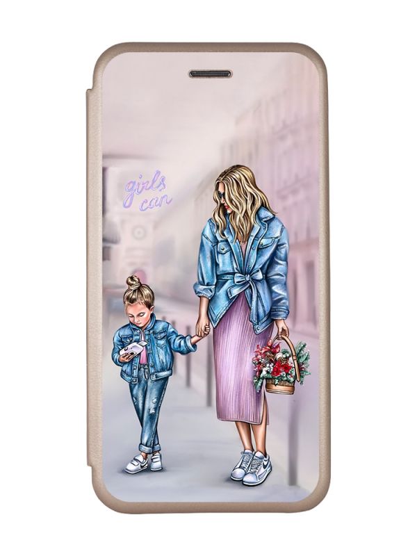 Чохол-книжка з малюнком для Samsung Galaxy A33 5G Золотий :: Мама і донька (принт 56)