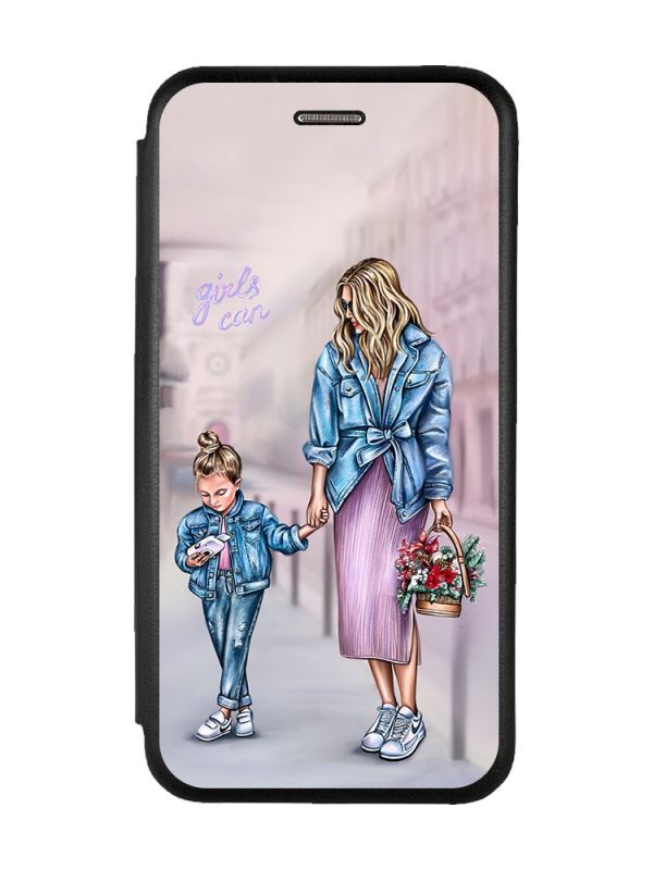Чохол-книжка з малюнком для Samsung Galaxy A32 5G Чорний :: Мама і донька (принт 56)