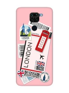 Матовий рожевий чохол на Xiaomi Redmi Note 9 :: Подорожі. Лондон (принт 326)