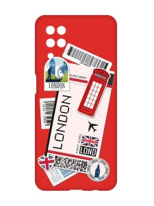 Матовий червоний чохол на Samsung Galaxy A12 :: Подорожі. Лондон (принт 326)